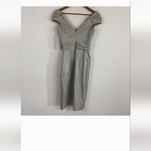 BADGLEY MISCHKA silver off the shoulder dress nwt